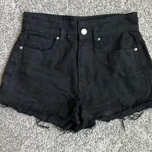 Black distressed jean shorts
